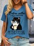Women's Before Coffee I Hate Everyone After Coffee Black Cat Drink Letters Casual T-Shirt