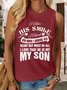Lilicloth X Y I Adore His Smile I Cherish His Hugs I Admire His Heart But Most Of All I Love That He Is My Son Women's Text Letters Casual Tank Top