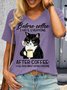 Women's Before Coffee I Hate Everyone After Coffee Black Cat Drink Letters Casual T-Shirt