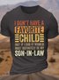 Men's I Don'T Have A Favorite Child But If I Did It Would Most Definitely Be My Son In Law Funny Graphic Printing Text Letters Vintage Cotton Loose T-Shirt