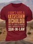 Men's I Don'T Have A Favorite Child But If I Did It Would Most Definitely Be My Son In Law Funny Graphic Printing Text Letters Vintage Cotton Loose T-Shirt