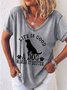 Women's Life Is Good A Dog Makes It Better V Neck Casual T-Shirt