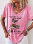 Women's Reading Lover Cat Print Crew Neck Casual T-Shirt