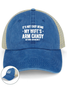 Men‘s Cotton It's Not Easy Being My Wife's Arm Candy but here i am nailin Letters Washed Mesh-back Baseball Cap