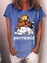 Women's Funny Purramid Cute Cat Graphic Printing Casual Crew Neck Cotton-Blend T-Shirt