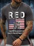 Men's Funny Red Remamber Everyone Deployed Until They All Come Home I Wear Res For Everyone To See I Stand For Those Who Keep Us Free Graphic Printing Loose Casual Cotton Crew Neck T-Shirt