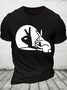 Men's Funny Rabbit Ok Graphic Printing Crew Neck Cotton Loose Casual T-Shirt