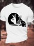 Men's Funny Rabbit Ok Graphic Printing Crew Neck Cotton Loose Casual T-Shirt
