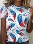 Women's freedom Feather America Flag Print T-Shirt