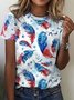 Women's freedom Feather America Flag Print T-Shirt