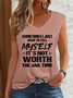 Women's Funny Sometimes I Have To Tell Myself It's Just Not Worth The Jail Time V Neck Text Letters Tank Top