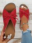 Casual Bowknot Hollow out Comfy Wedge Heel Slide Sandals