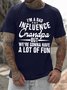 Men's Funny I Am A Bad Influence Grandpa But We Are Gonna Have A Lot Of Fun Graphic Printing Crew Neck Casual Cotton Text Letters T-Shirt