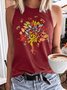 Women's Casual Crew Neck Dragonfly Tree Retro Tank Top
