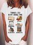 Women's Funny Book Lover Things I Do In My Spare Time Casual Crew Neck T-Shirt