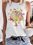 Women's Casual Crew Neck Dragonfly Tree Retro Tank Top