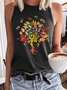 Women's Casual Crew Neck Dragonfly Tree Retro Tank Top