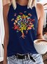Women's Casual Crew Neck Dragonfly Tree Retro Tank Top