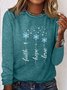 Women's Faith Hope Love Snowflakes Casual Crew Neck Shirt