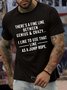 Men’s There's A Fine Line Between Genius & Crazy I Like To Use That Line As A Jump Rope Cotton Casual T-Shirt