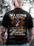 Men's I'm A Veteran Grandpa - Perfect gift for U.S Veteran Dad Grandpa Casual Cotton Text Letters T-Shirt