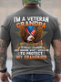 Men's I'm A Veteran Grandpa - Perfect gift for U.S Veteran Dad Grandpa Casual Cotton Text Letters T-Shirt