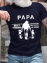 Men's Papa, Granddaughters Best Friend, Grandsons Best Partner In Crime Cotton Casual Crew Neck Text Letters T-Shirt