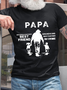 Men's Papa, Granddaughters Best Friend, Grandsons Best Partner In Crime Cotton Casual Crew Neck Text Letters T-Shirt