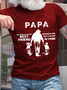 Men's Papa, Granddaughters Best Friend, Grandsons Best Partner In Crime Cotton Casual Crew Neck Text Letters T-Shirt