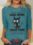 Funny Cat Old Person Casual Crew Neck Long Sleeve Shirt