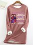 Women's Funny Old Friend Smile A Lot More Graphic Printing Text Letters Casual Fleece Sweatshirt