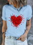 Cotton Casual Crew Neck Regular Fit Heart T-Shirt