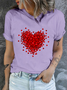 Cotton Casual Crew Neck Regular Fit Heart T-Shirt