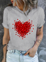 Cotton Casual Crew Neck Regular Fit Heart T-Shirt