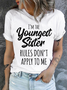 Womens Funny Sister Gift Old Sister Casual Cotton T-Shirt