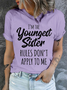 Womens Funny Sister Gift Old Sister Casual Cotton T-Shirt
