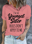 Womens Funny Sister Gift Old Sister Casual Cotton T-Shirt