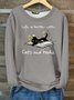 Women’s Life Is Better With Cats And Books Casual Cotton-Blend Fleece Sweatshirt