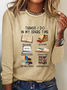 Women's Funny Book Lover Things I Do In My Spare Time Simple Crew Neck Text Letters Long Sleeve Shirt