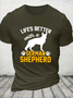 Cotton German Shepherd Casual Text Letters T-Shirt