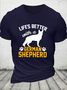 Cotton German Shepherd Casual Text Letters T-Shirt