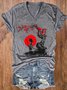 Women'S Toriyama Akira Printed Casual Text Letters Regular Fit V Neck T-Shirt