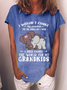 Women's Funny I Wouldn't Change My Grandkids For The World But I Wish I Could Change The World For My Grandkids Elephants Casual Loose T-Shirt