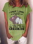 Women's Funny I Wouldn't Change My Grandkids For The World But I Wish I Could Change The World For My Grandkids Elephants Casual Loose T-Shirt