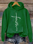 Faith Cross Casual Text Letters Hoodie