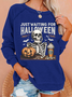 Just waiting for Halloween Crew Neck Animal Casual Sweatshirt