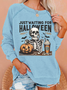 Just waiting for Halloween Crew Neck Animal Casual Sweatshirt