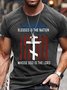 Blessed Nation Psalm 33 22 4th of July Cotton T-shirt