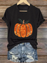 Women's Sequin Pumpkin Print Casual T-Shirt