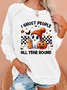 Retro I Ghost People Halloween Cute Ghost Pumpkin Casual Sweatshirt